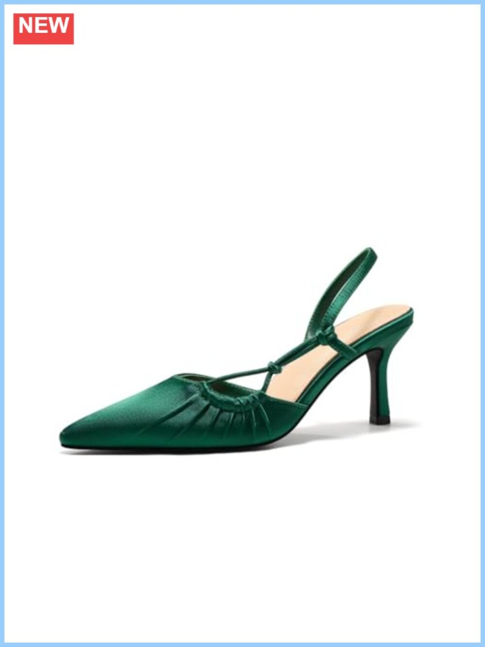 Womens Slingback Kitten Heels Pointed Toe Pumps Wedding Shoes Faux Leather Suede